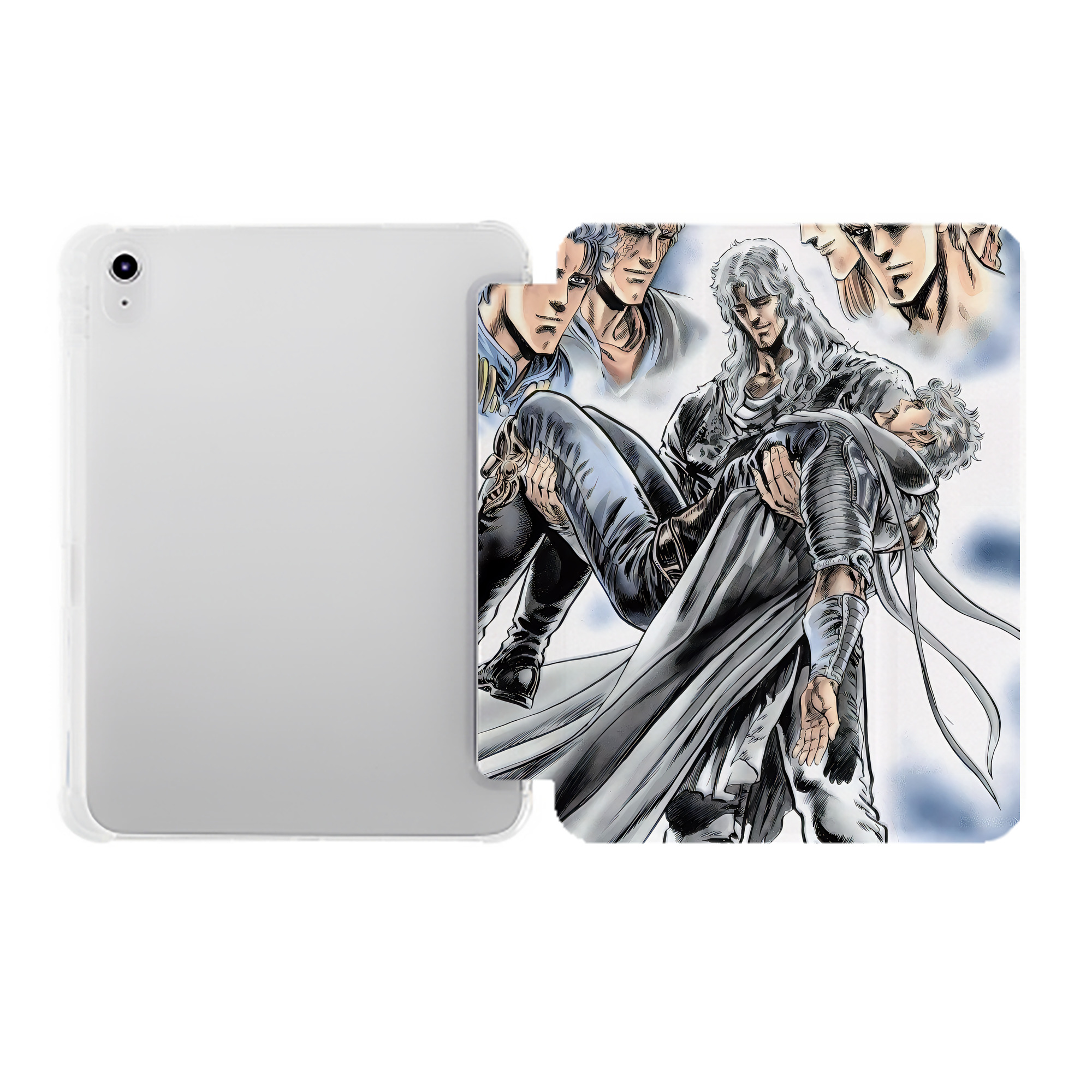 （画像用） 北斗の拳 Fist of the North Star IPad ケース ペン収納付き 三つ折りスタンド PUレザー×シリコン 対応機種9.5/10.5/10.9インチ